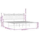  Metalni okvir za krevet s uzglavljem bijeli 150x200 cm | shoptok.hr