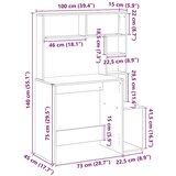 vidaXL Radni stol s policama siva boja hrasta 100x45x140 cm drveni | shoptok.hr