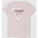 Guess Otroška bombažna kratka majica roza barva, J73I56 K8HM0