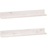 vidaXL Stenske police 2 kosa bela 80x11x9 cm trdna borovina | Shoptok.si