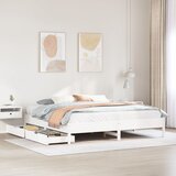 vidaXL Posteljni okvir brez vzmetnice bel 200x200 cm trdna borovina Cene