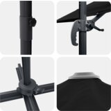 vidaXL Kantilever Roma dežnik Črna 286x285x265 cm Aluminij | Shoptok.si