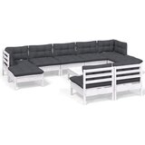 The Living Store Vrtna sedežna garnitura 10-delna z blazinami bela borovina - Vrtna Sedežna Garnitura, (21422406) | Shoptok.si