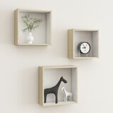 The Living Store Stenske police kockaste 3 kosi bele in sonoma hrast - Stenska Kockasta Polica, (21554531) | Shoptok.si