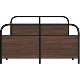Metalni Kovinski posteljni okvir brez vzmetnice rjavi hrast 137x190cm, (21608361) | Shoptok.si