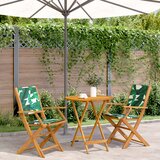  3-dijelni bistro set od tkanine i masivnog drva uzorkom lišća | Eponuda.com