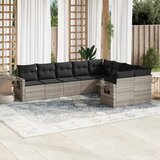 Maison Chic Seti vrtnega pohištva - Vrtna garnitura - Vrtni pohištvo set 9-delna z blazinami sv. siv poli ratan, (21808772) | Shoptok.si