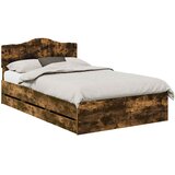  Krevetna konstrukcija s ladicama Dimljeni hrast 135 x 190 cm Smeđa 196 x 138 x 90 cm | shoptok.hr