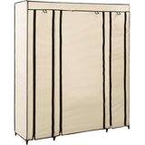 vidaXL garderobna omara s predelki in palicami krem 150x45x176cm blago | Shoptok.si