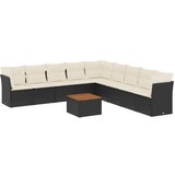  The Living Store Vrtna sedežna garnitura 10-delna z blazinami črn poli ratan - Vrtna Sedežna Garniture, (21443619) | Shoptok.si