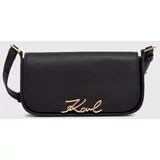 Karl Lagerfeld Usnjena torbica črna barva, 245W3043