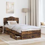  Krevetna konstrukcija s ladicama Dimljeni hrast 100 x 200 cm Smeđa 206 x 102 x 90 cm | Shoptok.si