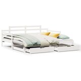 vidaXL izvlečna dnevna postelja s predali bela 90x200cm trdna borovina | Shoptok.si