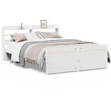  Okvir za krevet s uzglavljem bijeli 135 x 190 cm od borovine | shoptok.hr