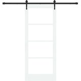  Klizna vrata 83 x 202 cm Masivna borovina i staklo Bijelo | shoptok.hr