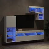  6-dijelni zidni TV elementi s LED svjetlima bijeli drveni | shoptok.hr