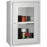 Pavoy Viseča omarica, višina 600 mm, z zastekljenimi vrati, širina 400 mm, gladka zadnja stena, siva | Shoptok.si