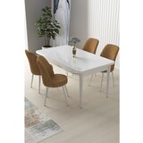 Hanah home nil - white, cappuccino whitecappuccino dining table & chairs set (5 pieces) | ePonuda.com