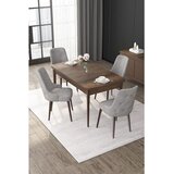 Hanah home trpezarijski set Nex, sto na razvlačenje i 4 stolice, ploča u dekoru drveta Baroque, siva tkanina Babyface | Eponuda.com
