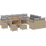  14-dijelni vrtni set sofe s jastučićima bež poli ratan akacija 2-sjedalo vrtna sofa s jastučićima bež poli ratan 4-dijelni vrt | shoptok.hr