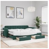 vidaXL Dnevni krevet na razvlačenje tamnozeleni 80 x 200 cm baršunasti | shoptok.hr