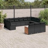  13-dijelni set vrtnih sofa s jastucima poliratan crni | shoptok.hr