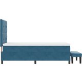 Box Spring krevet s madracem i klupicom tamnoplave boje 100x200 cm od baršuna | shoptok.hr