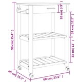  Kolica MONZA 60x40x90 cm od masivne borovine | shoptok.hr