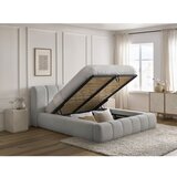 Bobochic Paris Svetlo siva oblazinjena zakonska postelja s prostorom za shranjevanje z letvenim dnom 160x200 cm Denali – | Shoptok.si