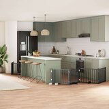 vidaXL Ograda za pse z vrati zložljiva 8 panelov črna 640 cm les | Shoptok.si