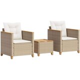  3-dijelni bistro set s jastucima poliratan i drvo bagrema bež | shoptok.hr
