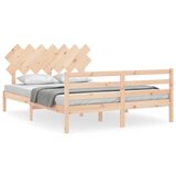  The Living Store Posteljni okvir z vzglavjem 140x190 cm trden les - Posteljni Okvir, (21454062) | Shoptok.si
