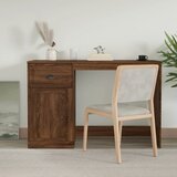vidaXL Pisalna miza s predalom rjav hrast 115x50x75 cm inženirski les Cene