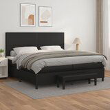  The Living Store Box spring postelja z vzmetnico črna 200x200 cm umetno usnje - Box Spring Postelja, (21457960) Cene
