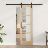 vidaXL Drsna vrata s kompletom za opremo 'ORKDAL'iz masivnega lesa in stekla, Notranja vrata s steklom 'ORKDAL'61x198,5x4 cm iz masivnega borovega lesa Cene