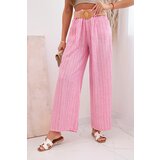 Kesi Włoski Women's wide-leg striped viscose trousers pink Cene