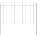 vidaXL Vrtna ograja z vrhom v obliki kopja, bela, 1,7x0,8 m, jeklo, (22015227) | Shoptok.si