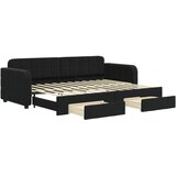  Dnevni krevet na razvlačenje s ladicama crni 80 x 200 cm baršun | shoptok.hr