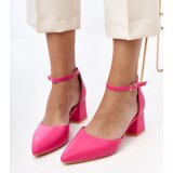 Gemre Pink block heel pumps with ankle strap Keris | Shoptok.si