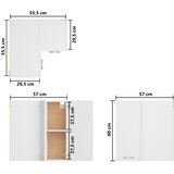 Viseći kutni ormarić "Lyon" Bijeli 57x57x60 cm Inženirsko drvo | shoptok.hr