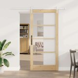  Klizna vrata 93 x 202 cm Masivna borovina i staklo Prirodna | shoptok.hr