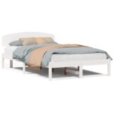 vidaXL Krevetni okvir s naslonom bijeli 140x190 cm od čiste borovine | shoptok.hr