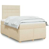 vidaXL Box spring postelja z vzmetnico krem 120x190 cm blago, (21304677) | Shoptok.si