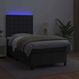  Box spring s madracem LED crni 100x200cm od umjetne kože | shoptok.hr