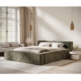 Maison de Rêve Temno zelena oblazinjena zakonska postelja s prostorom za shranjevanje z letvenim dnom 180x200 cm Voliera – | Shoptok.si