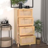  Komoda smeđa 40 x 30 x 90 cm masivna borovina i prirodni ratan | shoptok.hr