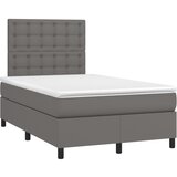 vidaXL Box spring postelja z vzmetnico siva 120x190 cm umetno usnje, (21111623) | Shoptok.si