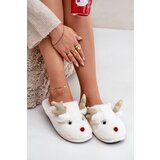  Christmas Slippers With Reindeer Motif Fur White Asielle Cijene