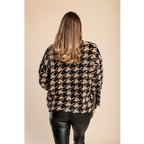 Fenzy mehak pulover s pepita vzorcem, kamelja | Shoptok.si