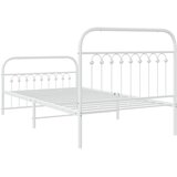  Metalni okvir kreveta uzglavlje i podnožje bijeli 100x190 cm | shoptok.hr